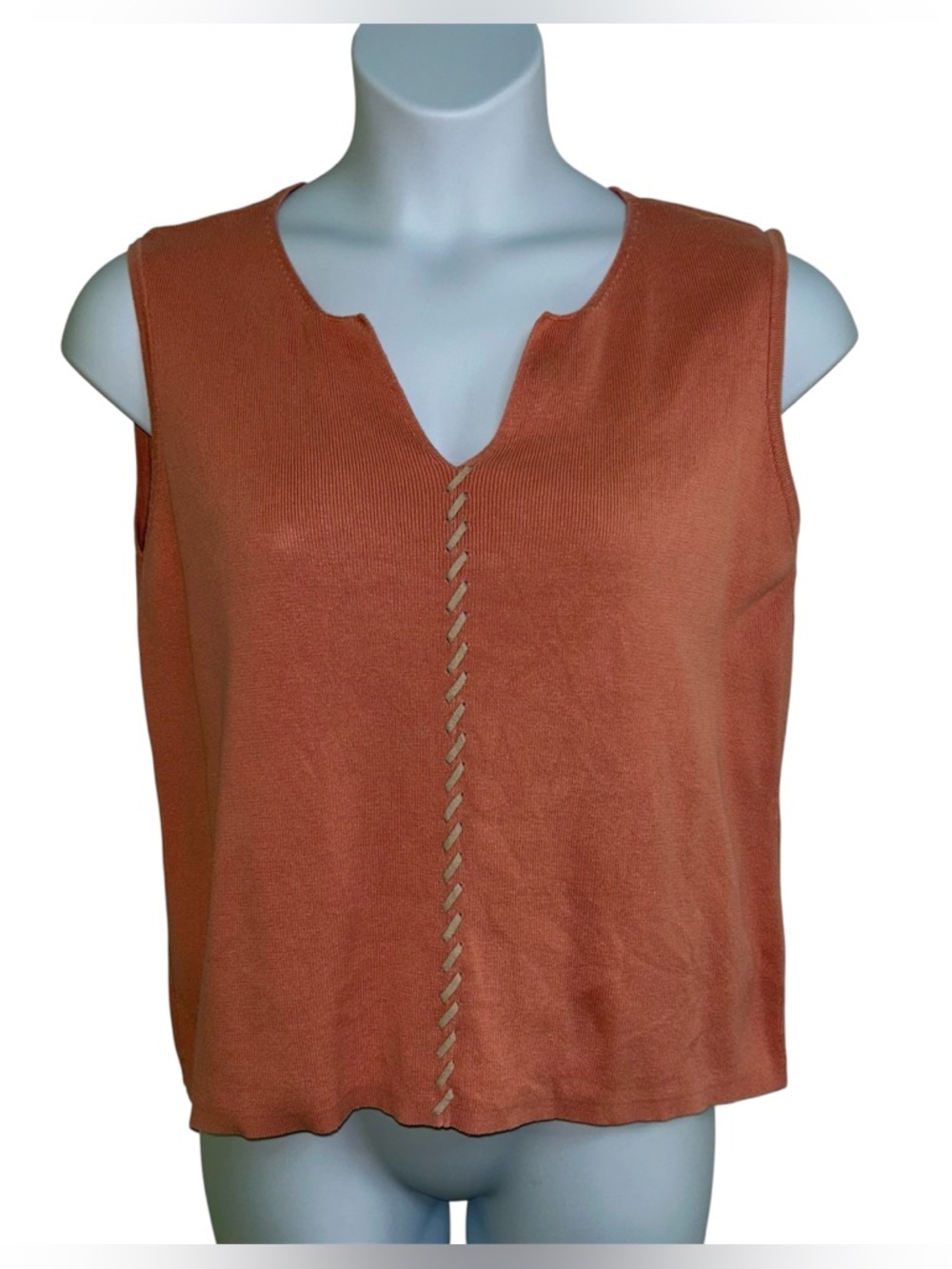 Liz Claiborne Lizwear Jeans Pink Salmon Vacation Travel Sleeveless Top Sz XL